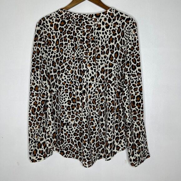 Talbots Size XL Leopard Print Long Sleeve Blouse Top Women's - Picture 7 of 9